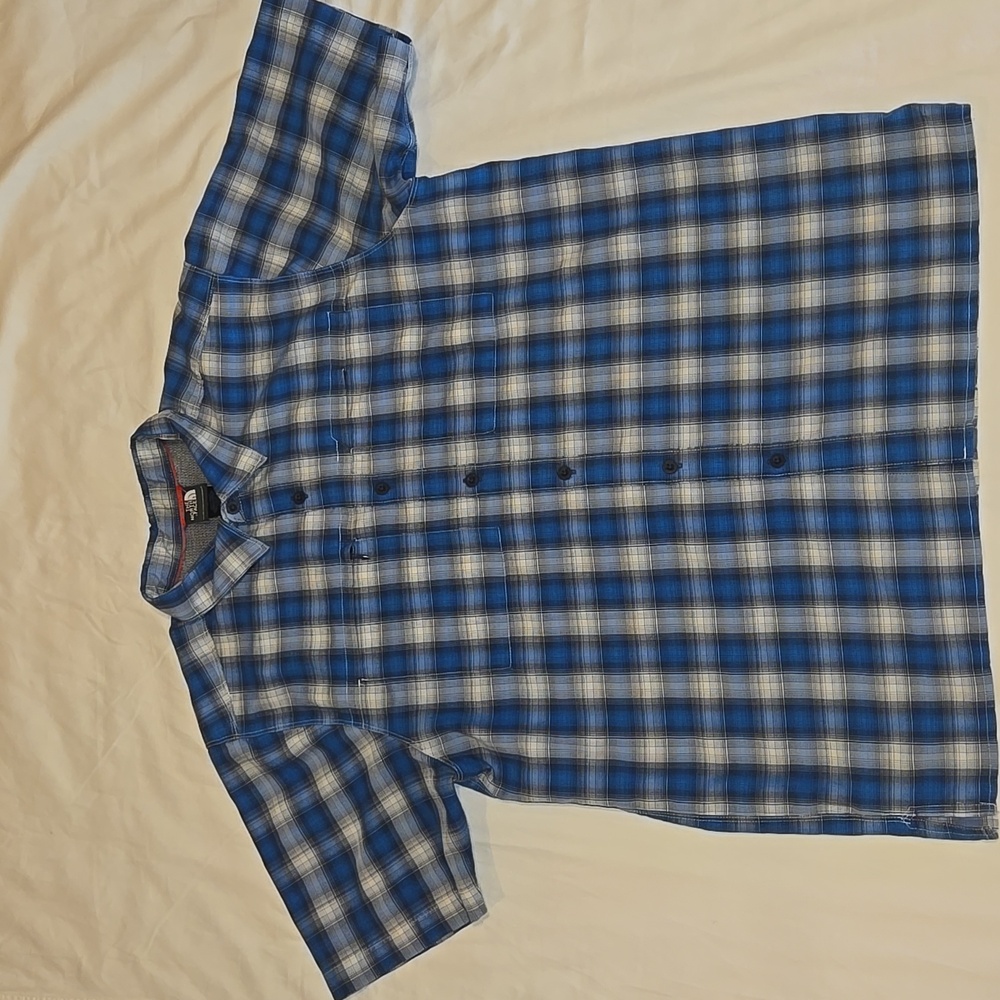 The North Face Blue Plaid Button Down Shirt